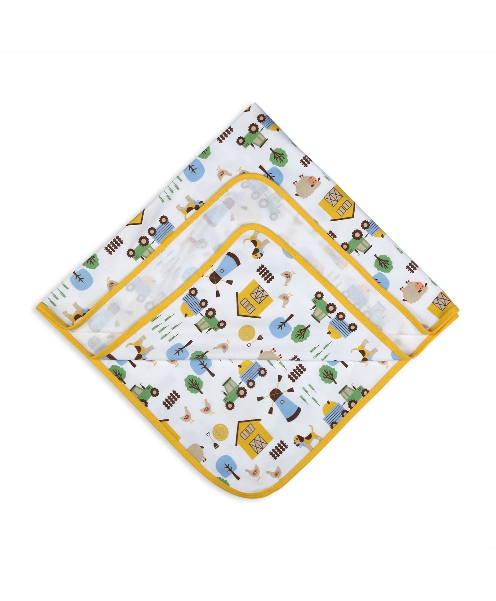 100% Cotton Interlock Baby Wrapper Barnyard Print & Samoan Sun Pack of 2
