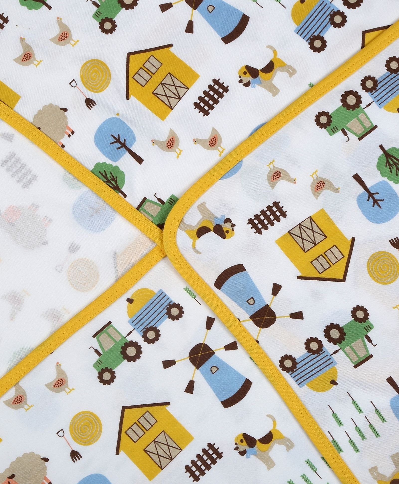100% Cotton Interlock Baby Wrapper Barnyard Print & Samoan Sun Pack of 2