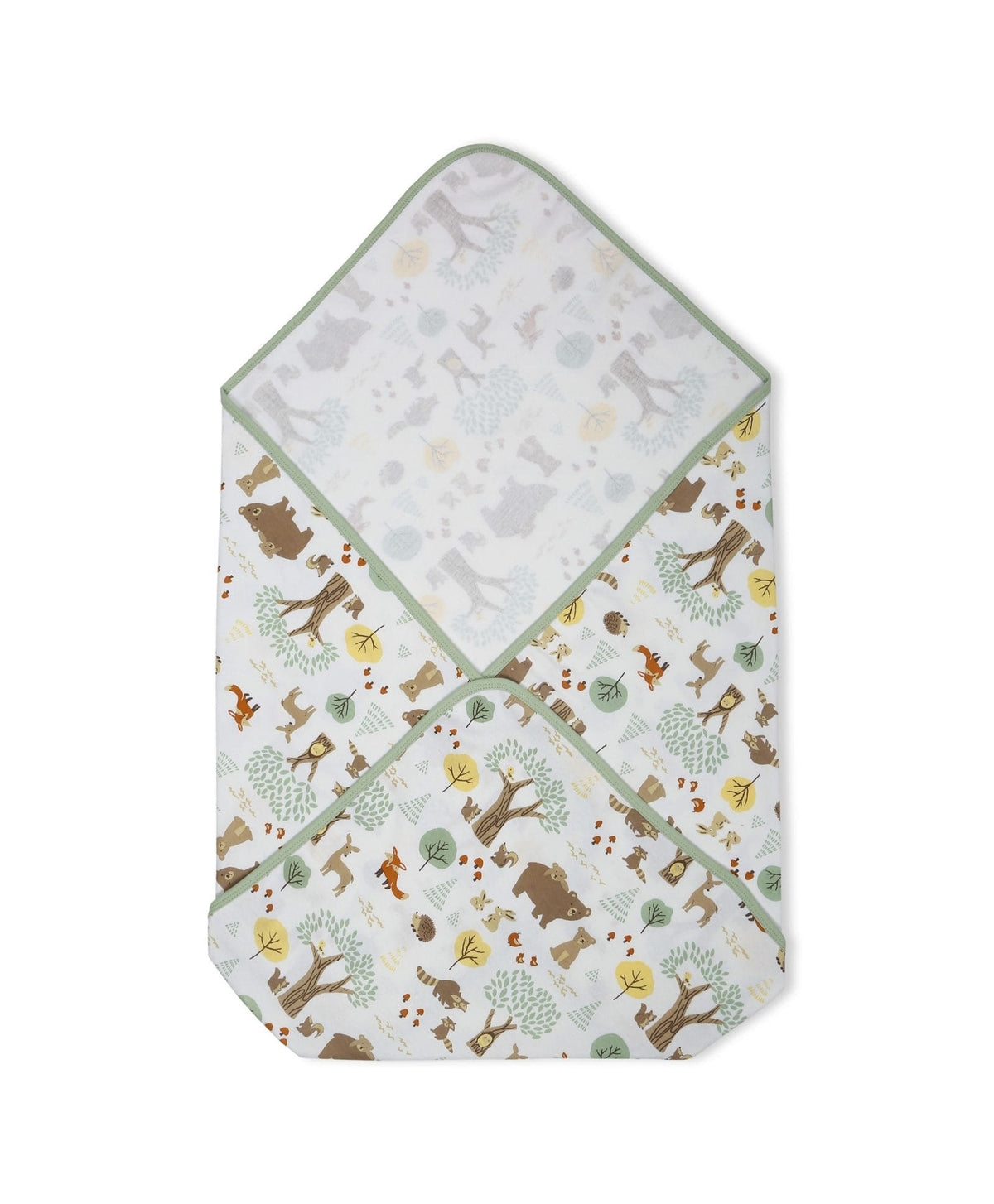 100% Cotton Interlock Baby Wrapper Woodland Wonders Print & Sage Green Pack of 2