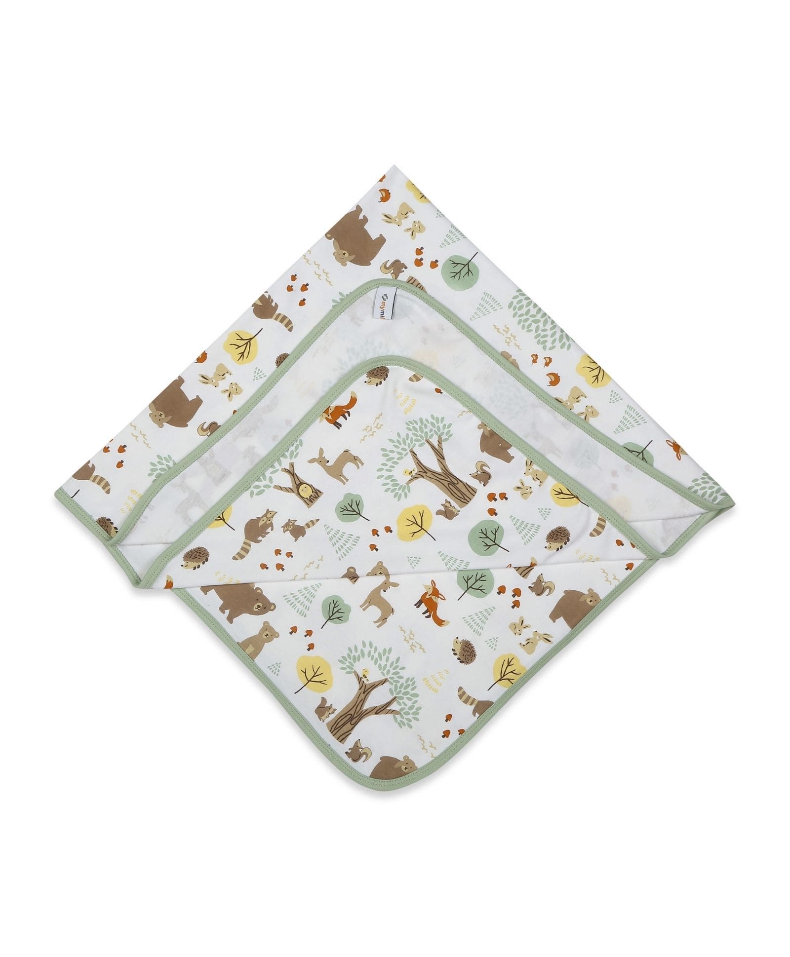 100% Cotton Interlock Baby Wrapper Woodland Wonders Print & Sage Green Pack of 2