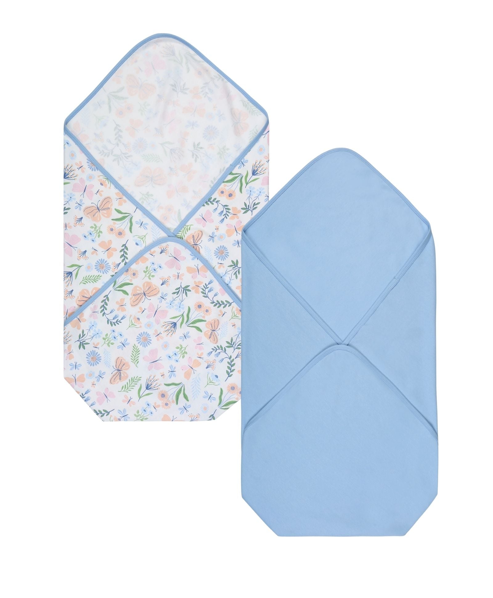 100% Cotton Interlock Baby Wrapper Butterfly Print & Blue Pack of 2