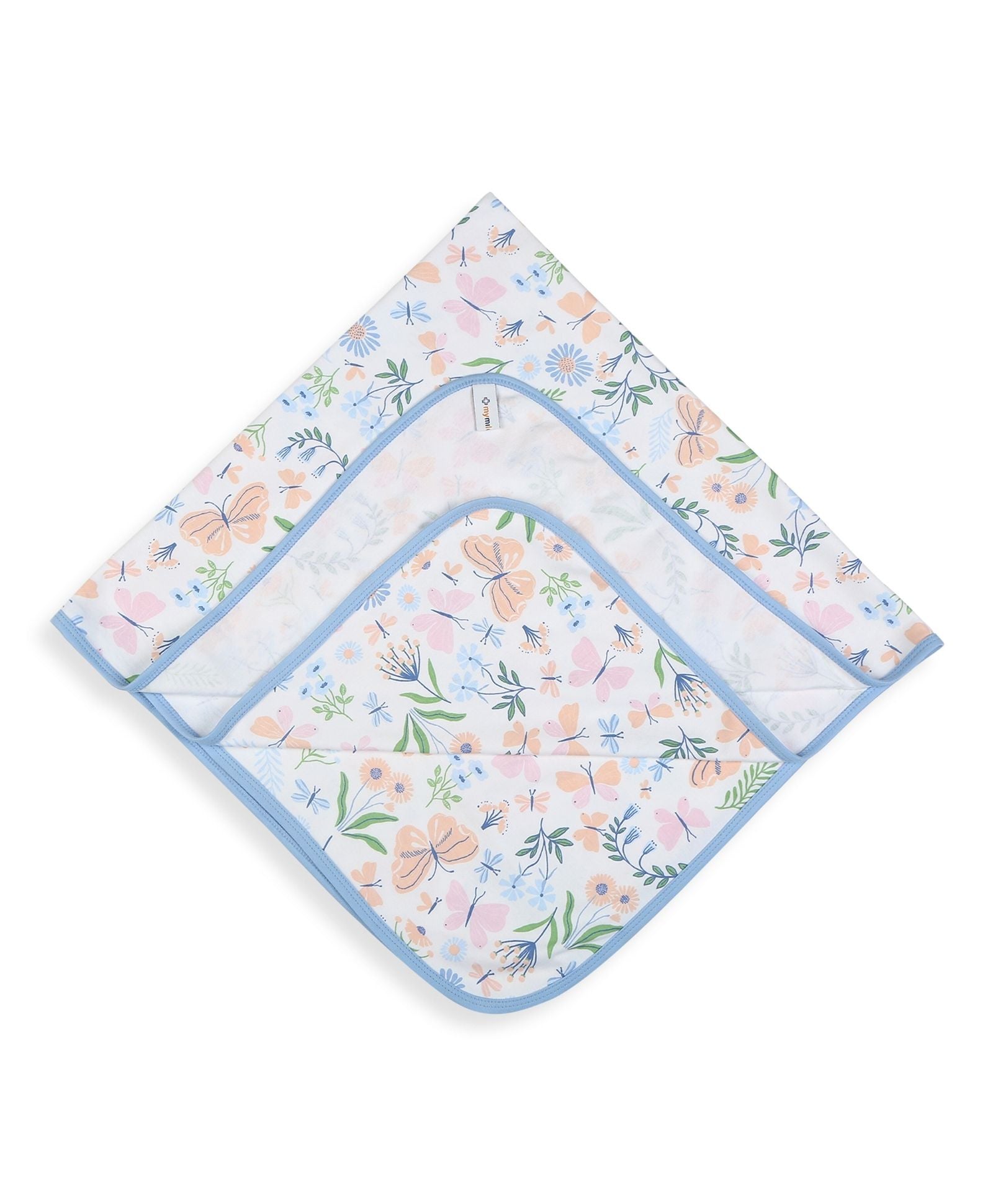 100% Cotton Interlock Baby Wrapper Butterfly Print & Blue Pack of 2