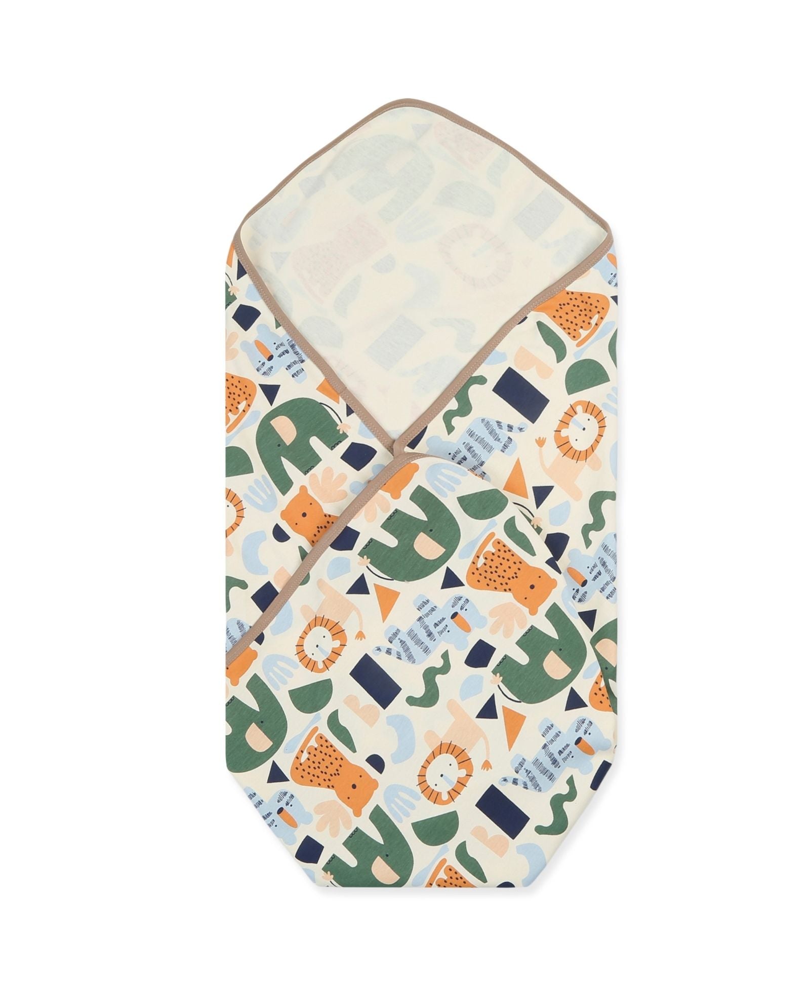 100% Cotton Interlock Baby Wrapper Animal Print & Fawn Pack of 2