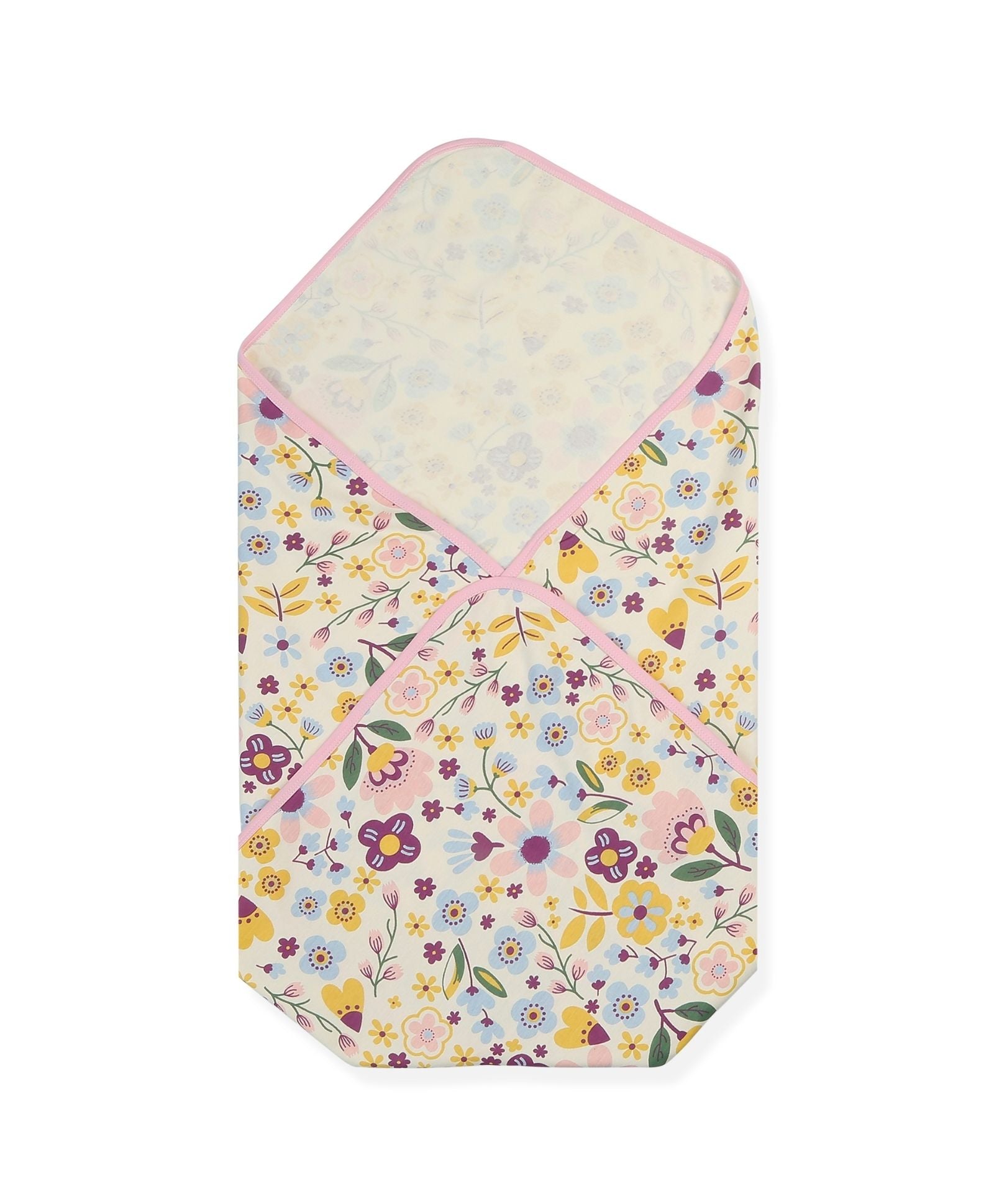 100% Cotton Interlock Baby Wrapper Floral Print & Pink Pack of 2