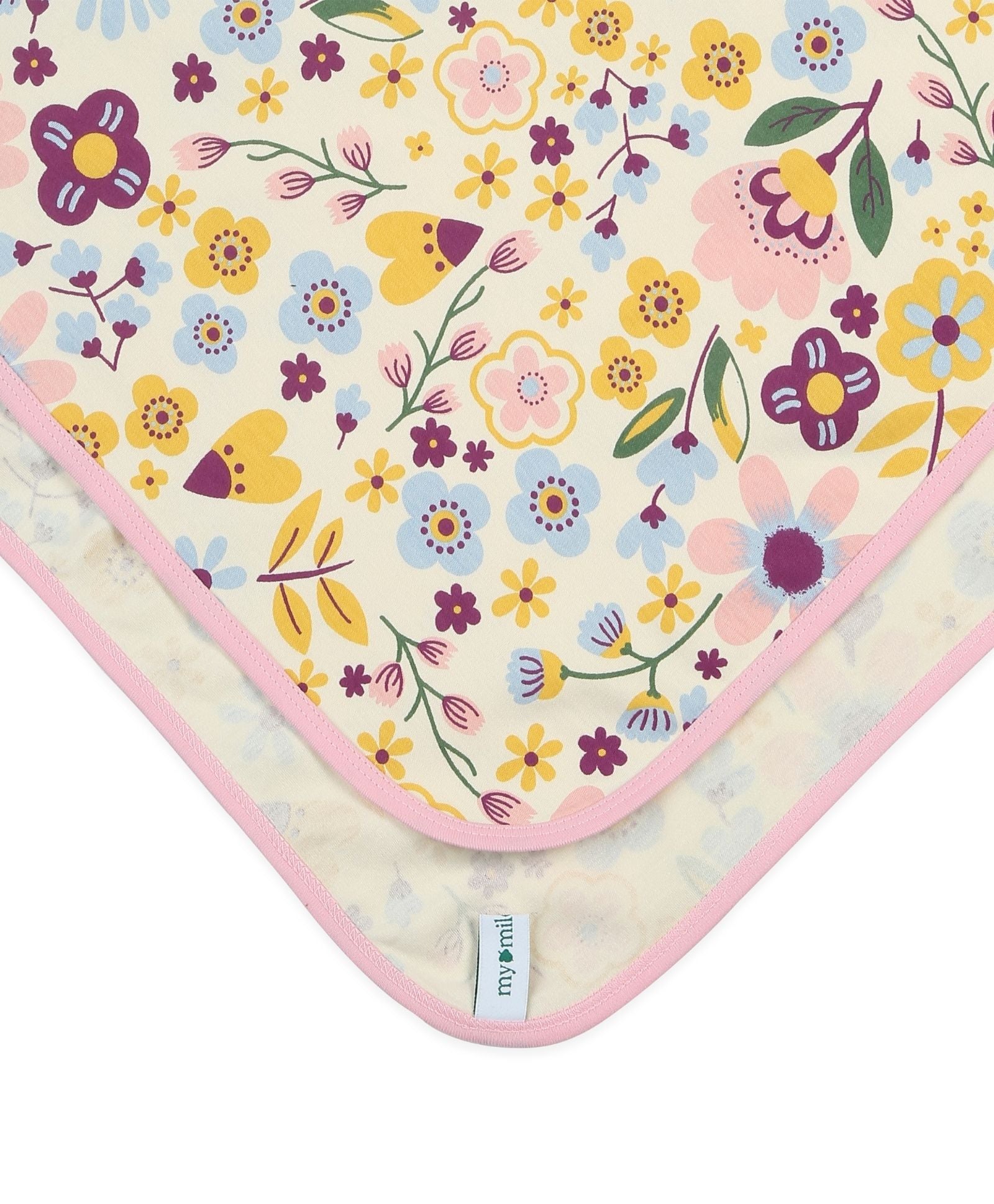 100% Cotton Interlock Baby Wrapper Floral Print & Pink Pack of 2