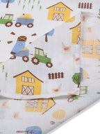 3 in 1 Muslin Swaddle Wrapper Pack of 2 (Size 41x41 Inches) Barnyard Print & Yellow
