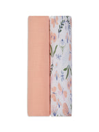 3 in 1 Muslin Swaddle Wrapper Pack of 2 (Size 41x41 Inches) Butterfly Print & Peach