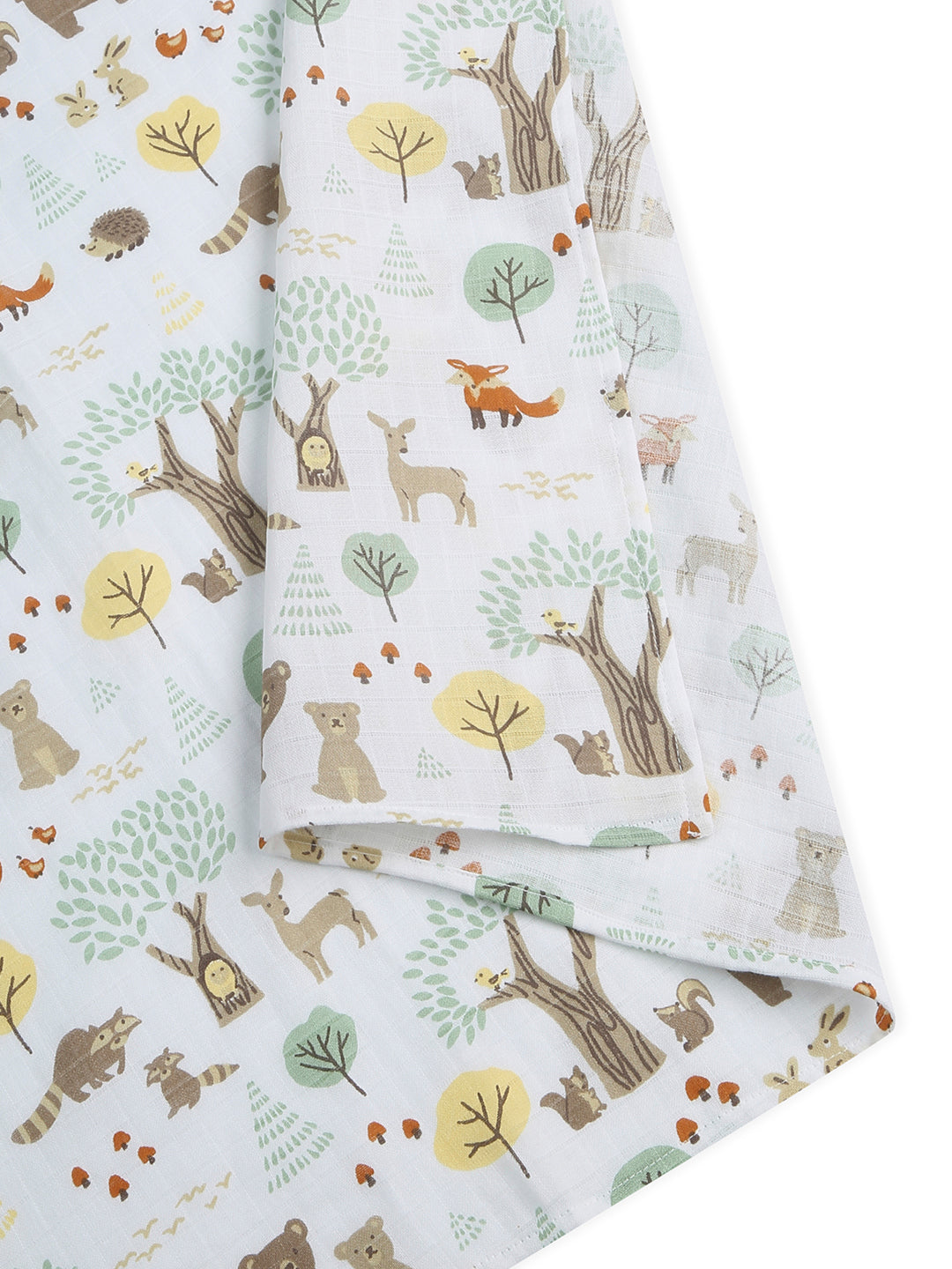 3 in 1 Muslin Swaddle Wrapper Pack of 2 (Size 41x41 Inches) Woodland Wonders Print & Oatmeal