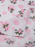 3 in 1 Muslin Swaddle Wrapper Pack of 2 (Size 41x41 Inches) Tea Rose Print & Pink