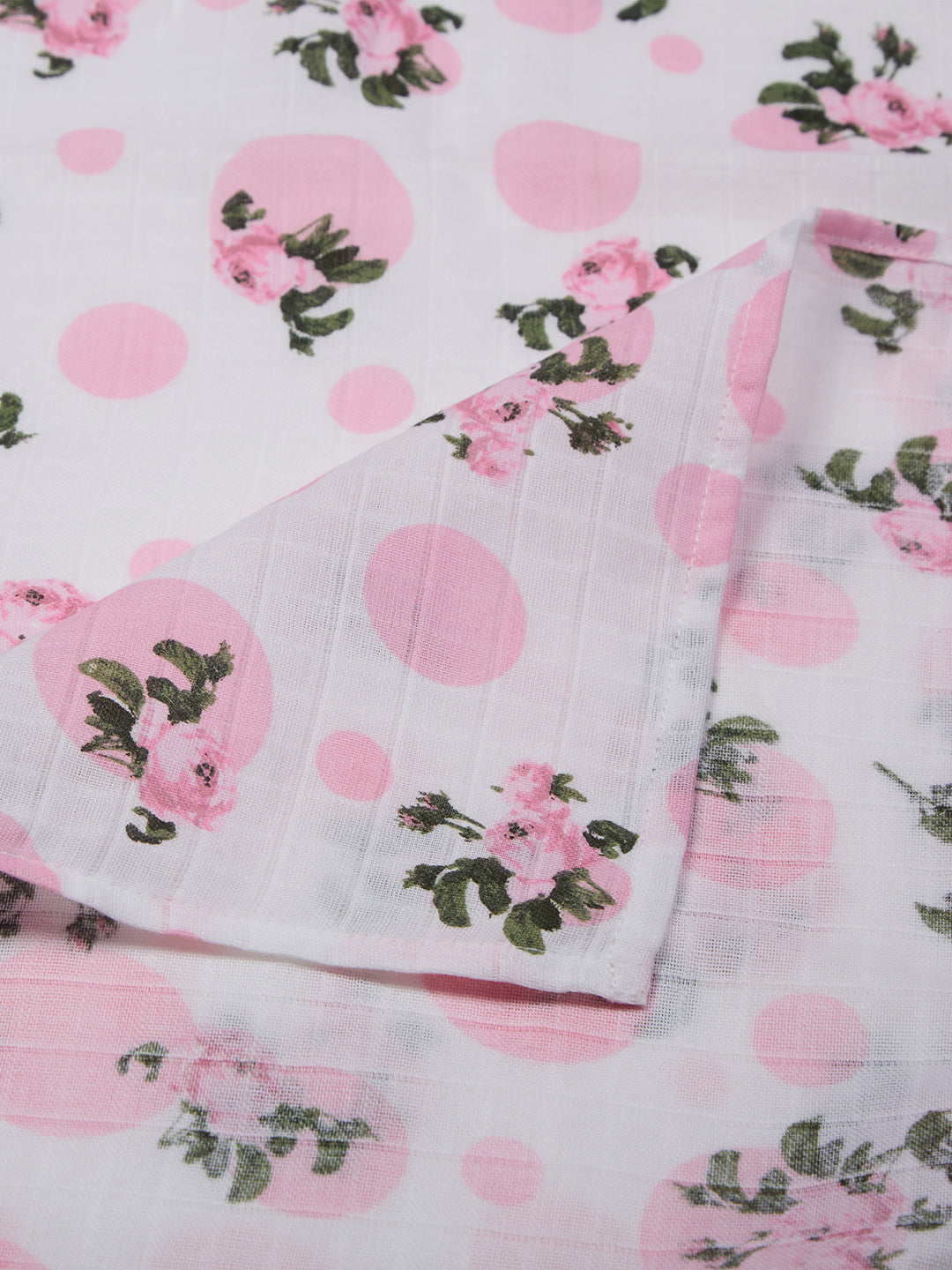 3 in 1 Muslin Swaddle Wrapper Pack of 2 (Size 41x41 Inches) Tea Rose Print & Pink