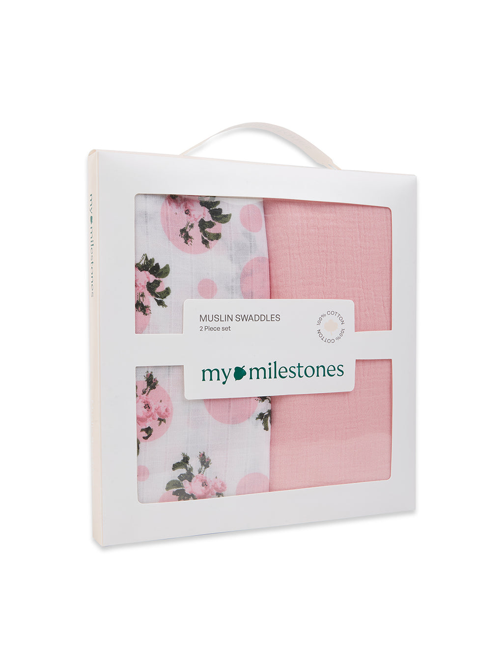 3 in 1 Muslin Swaddle Wrapper Pack of 2 (Size 41x41 Inches) Tea Rose Print & Pink