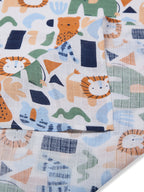 3 in 1 Muslin Swaddle Wrapper Pack of 2 (Size 41x41 Inches) Animal Print & Oatmeal