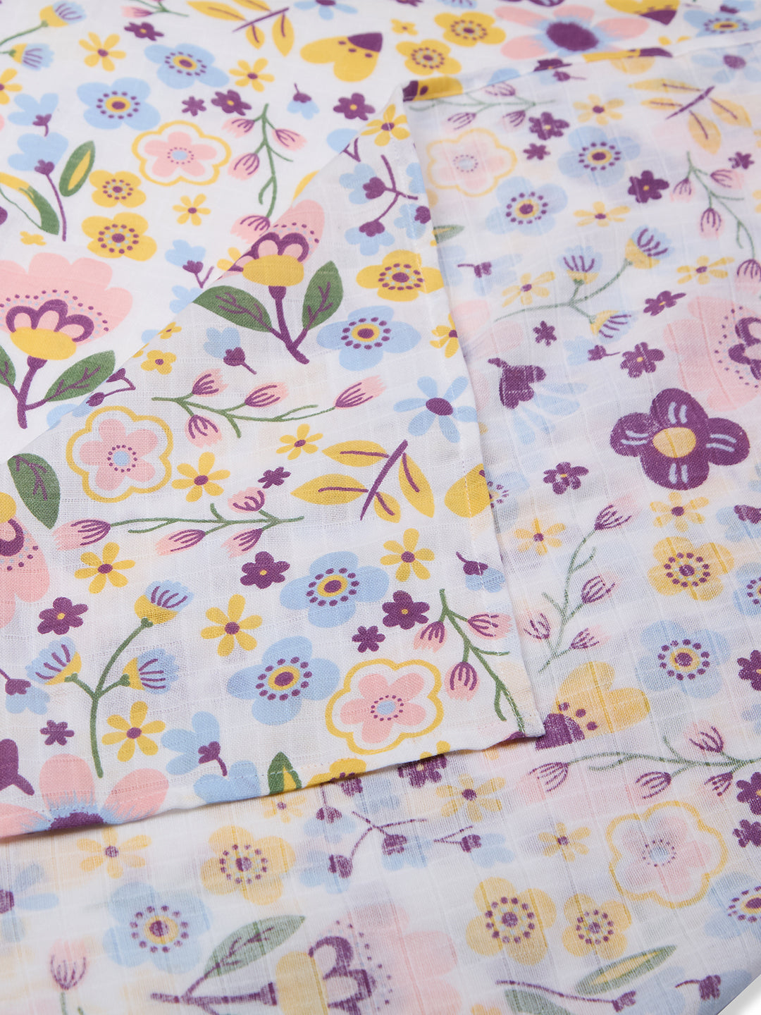 3 in 1 Muslin Swaddle Wrapper Pack of 2 (Size 41x41 Inches) Floral Print & Pink