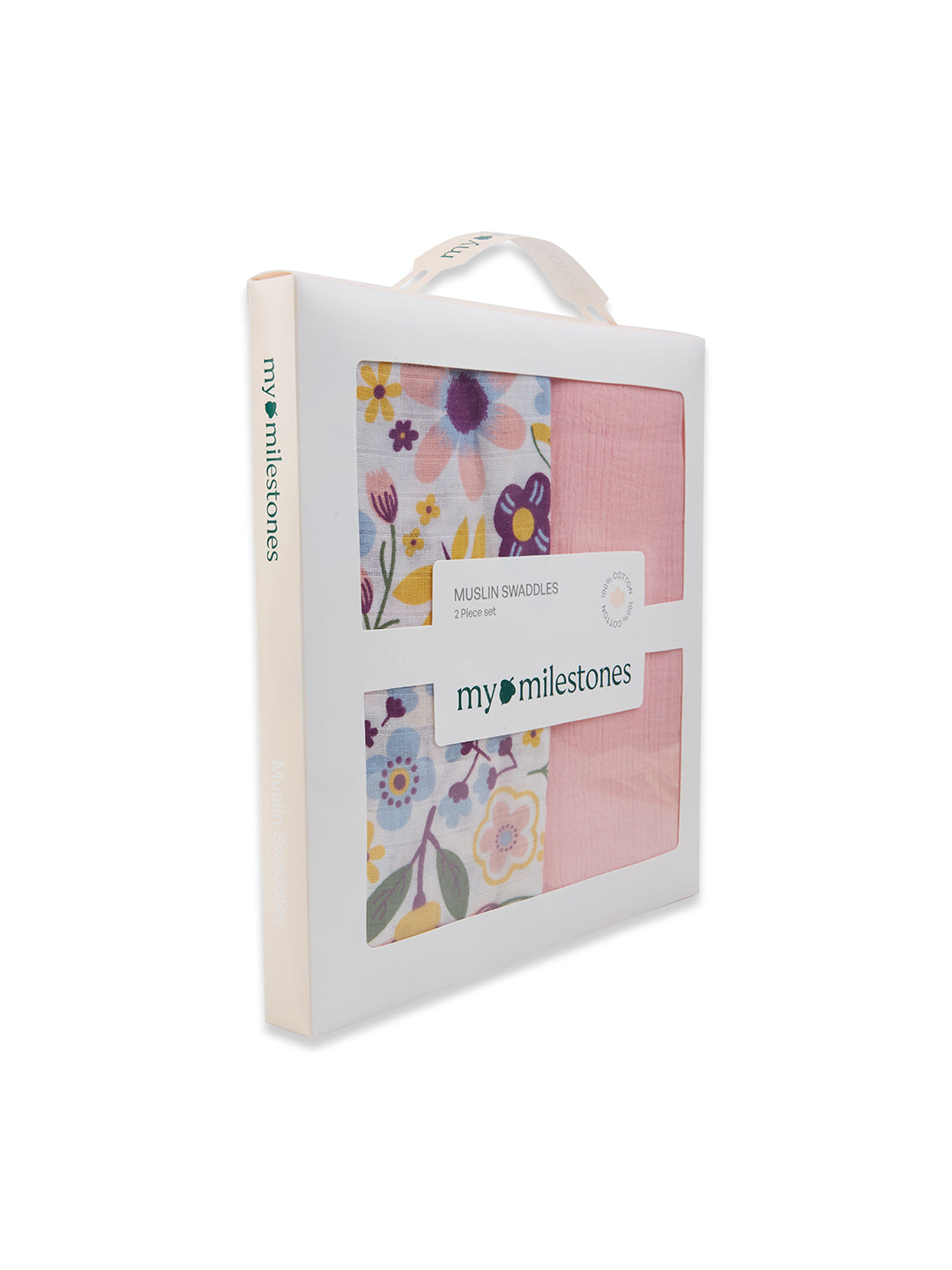 3 in 1 Muslin Swaddle Wrapper Pack of 2 (Size 41x41 Inches) Floral Print & Pink