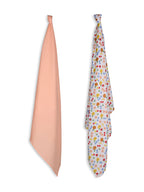 3 in 1 Muslin Swaddle Wrapper Pack of 2 (Size 41x41 Inches) Fruit Print & Peach