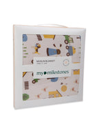 100% Premium Cotton 4 Layered Baby Muslin Blanket Barnyard Print & Yellow - (43x43 Inches)