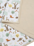 100% Premium Cotton 4 Layered Baby Muslin Blanket Woodland Wonders Print & Oatmeal - (43x43 Inches)