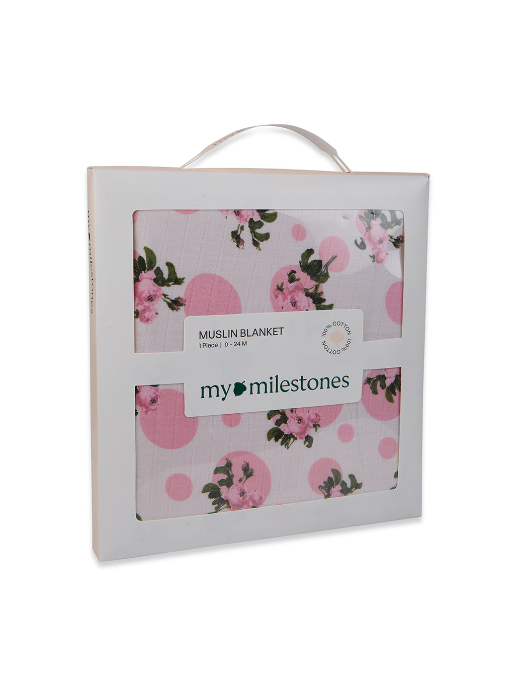 100% Premium Cotton 4 Layered Baby Muslin Blanket Tea Rose Print - Pink - (43x43 Inches)