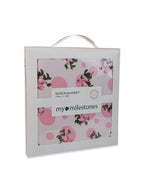 100% Premium Cotton 4 Layered Baby Muslin Blanket Tea Rose Print - Pink - (43x43 Inches)