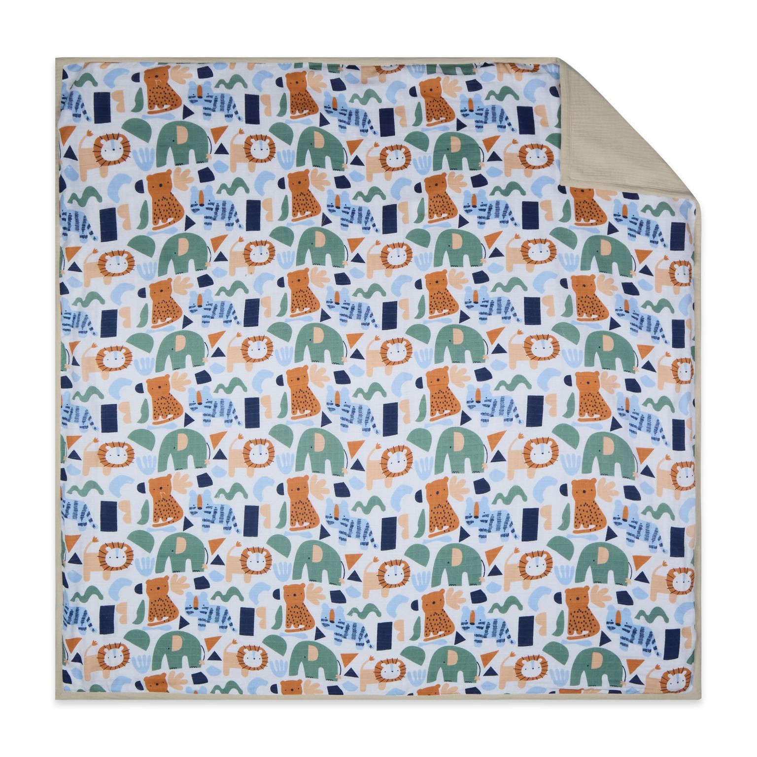 100% Premium Cotton 4 Layered Baby Muslin Blanket Animal Print - Oatmeal - (43x43 Inches)