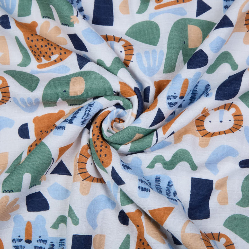 100% Premium Cotton 4 Layered Baby Muslin Blanket Animal Print - Oatmeal - (43x43 Inches)
