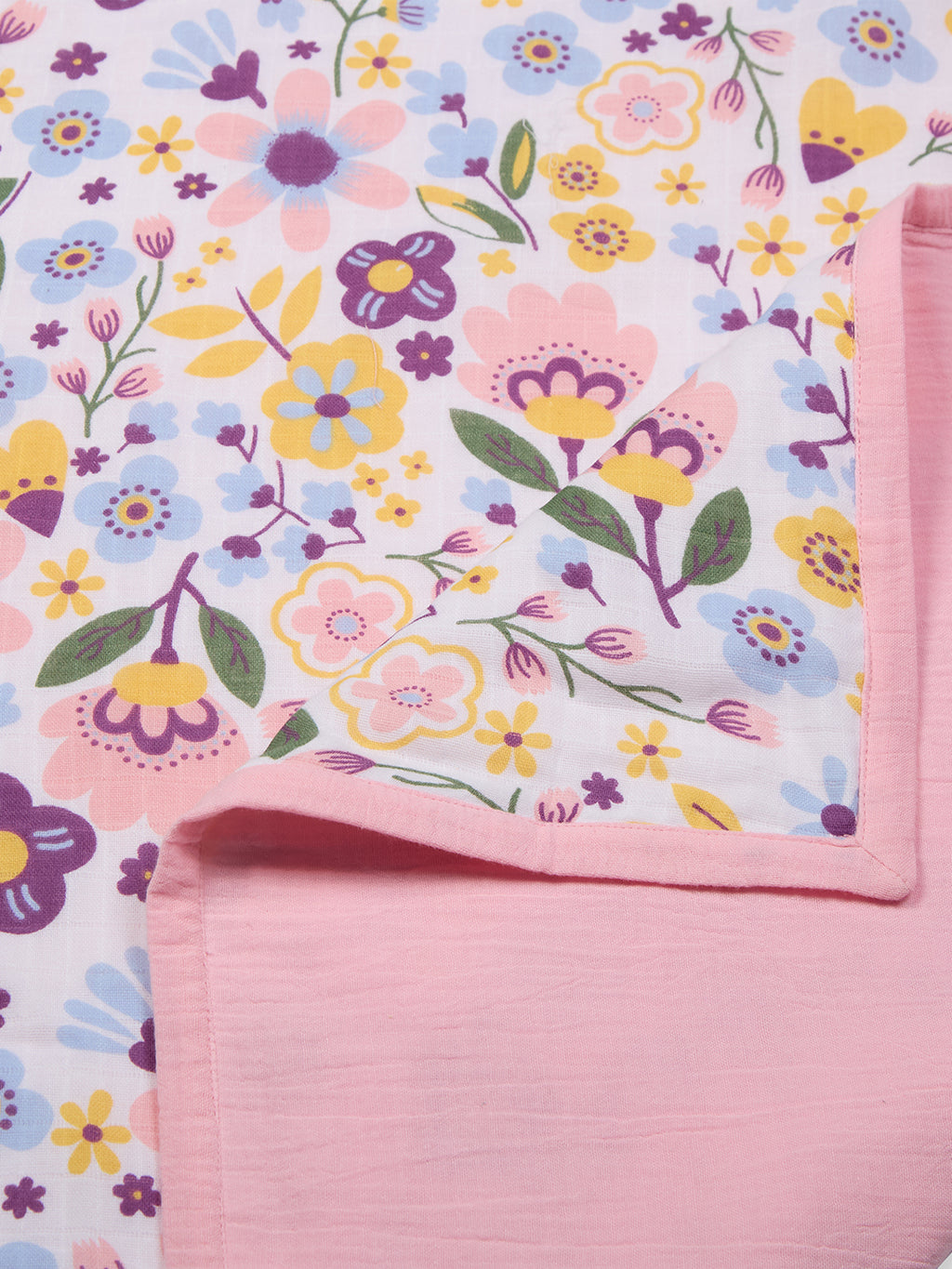 100% Premium Cotton 4 Layered Baby Muslin Blanket Floral Print & Pink - (43x43 Inches)