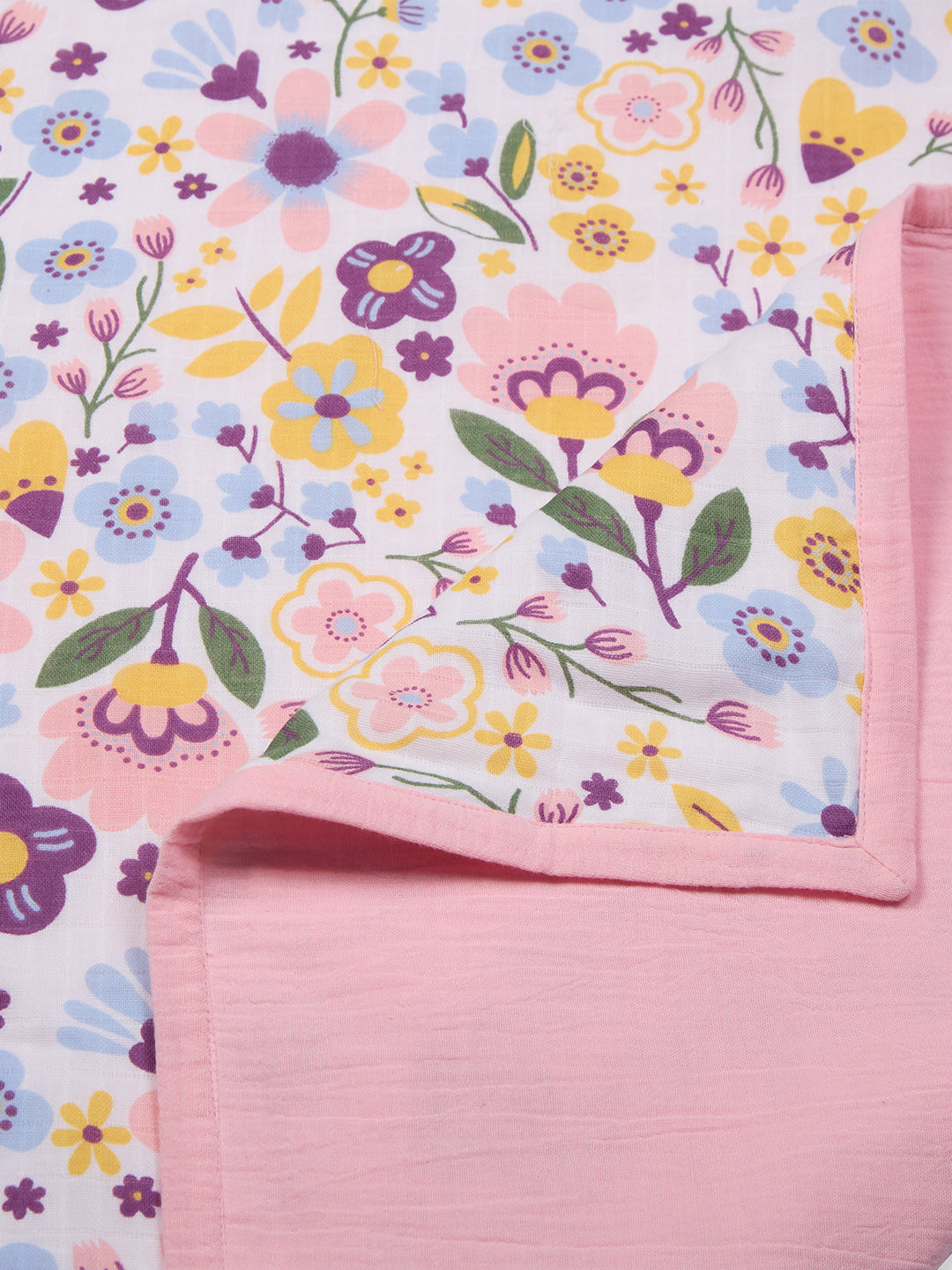 100% Premium Cotton 4 Layered Baby Muslin Blanket Floral Print & Pink - (43x43 Inches)