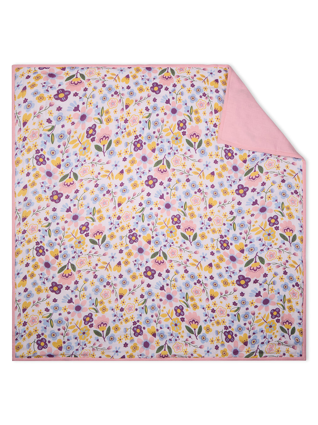 100% Premium Cotton 4 Layered Baby Muslin Blanket Floral Print & Pink - (43x43 Inches)
