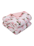 100% Premium Cotton 6 Layered Baby Muslin Blanket Tea Rose Print & Pink - (43x43 Inches)