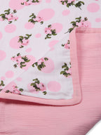 100% Premium Cotton 6 Layered Baby Muslin Blanket Tea Rose Print & Pink - (43x43 Inches)