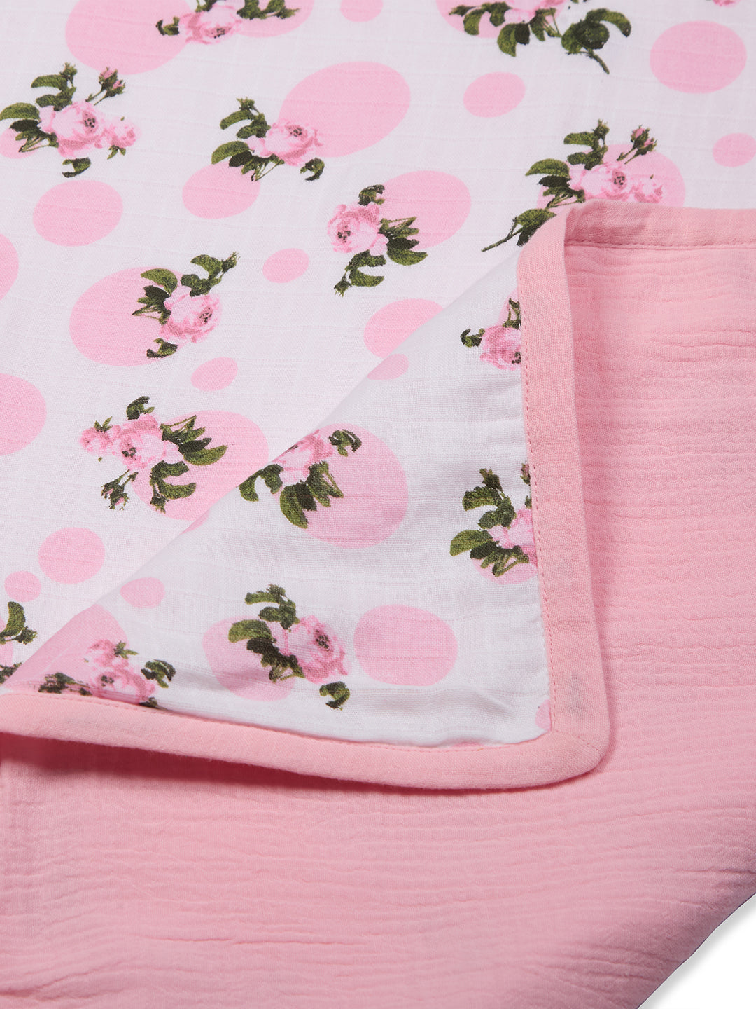 100% Premium Cotton 6 Layered Baby Muslin Blanket Tea Rose Print & Pink - (43x43 Inches)