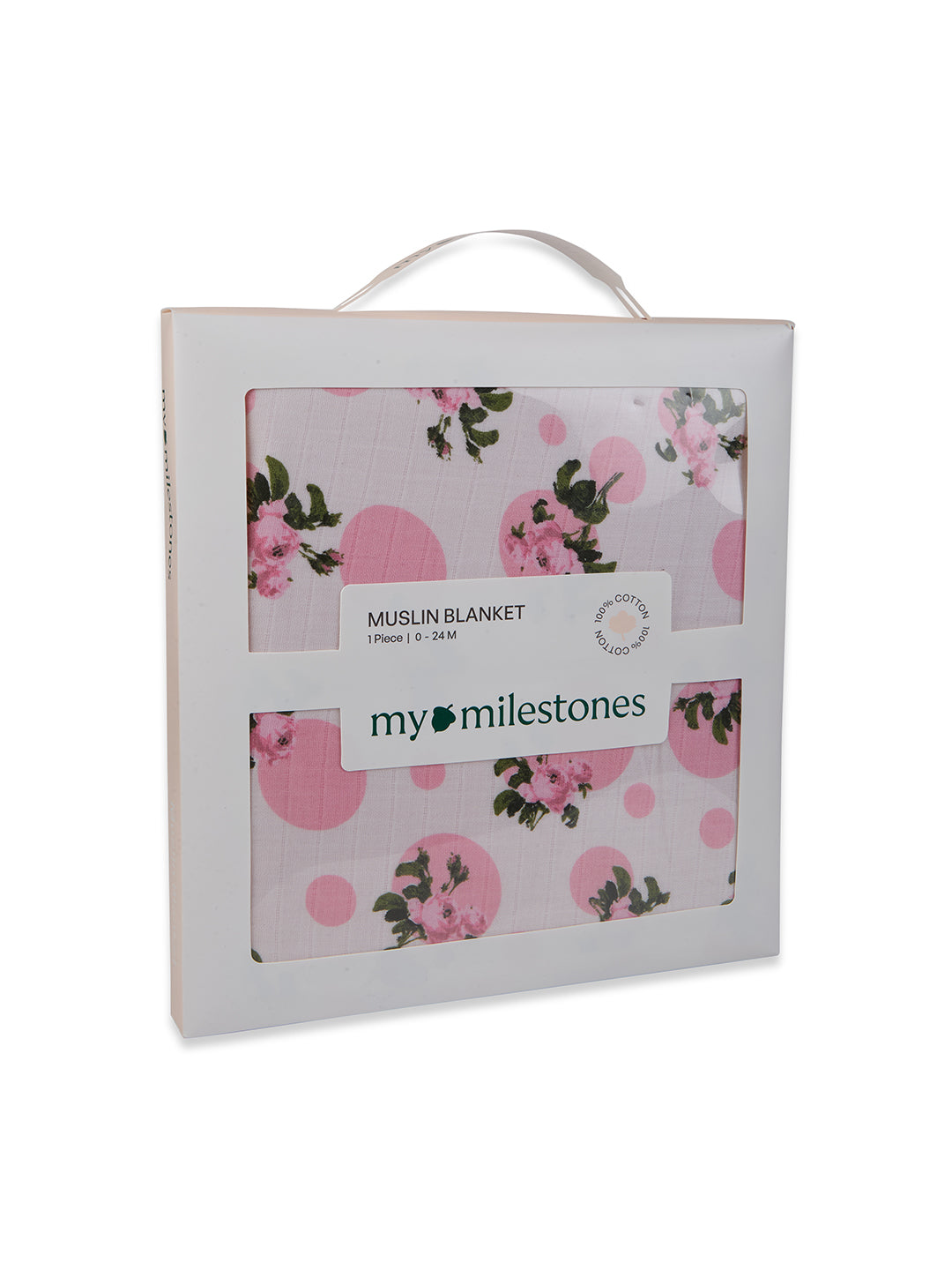 100% Premium Cotton 6 Layered Baby Muslin Blanket Tea Rose Print & Pink - (43x43 Inches)
