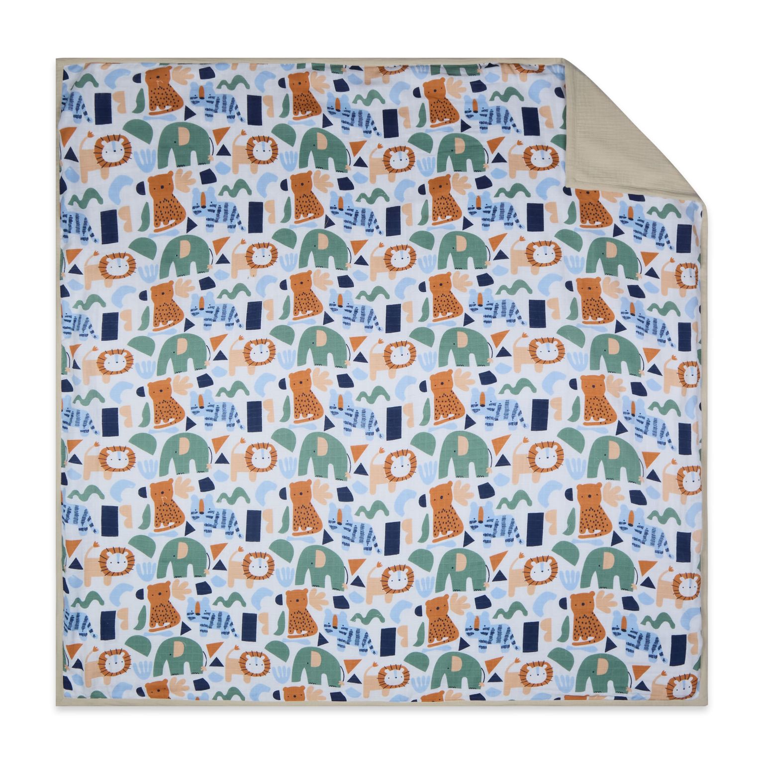 100% Premium Cotton 6 Layered Baby Muslin Blanket Animal Print & Oatmeal - (43x43 Inches)