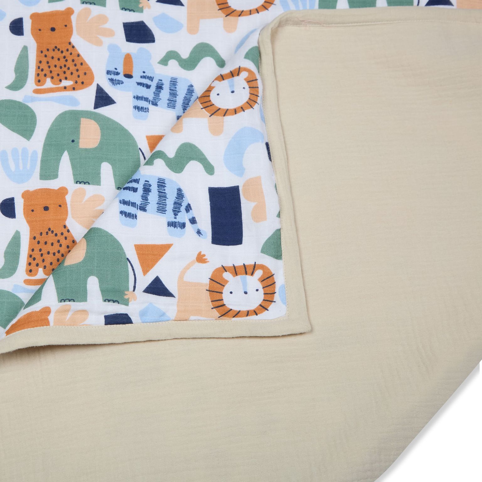 100% Premium Cotton 6 Layered Baby Muslin Blanket Animal Print & Oatmeal - (43x43 Inches)