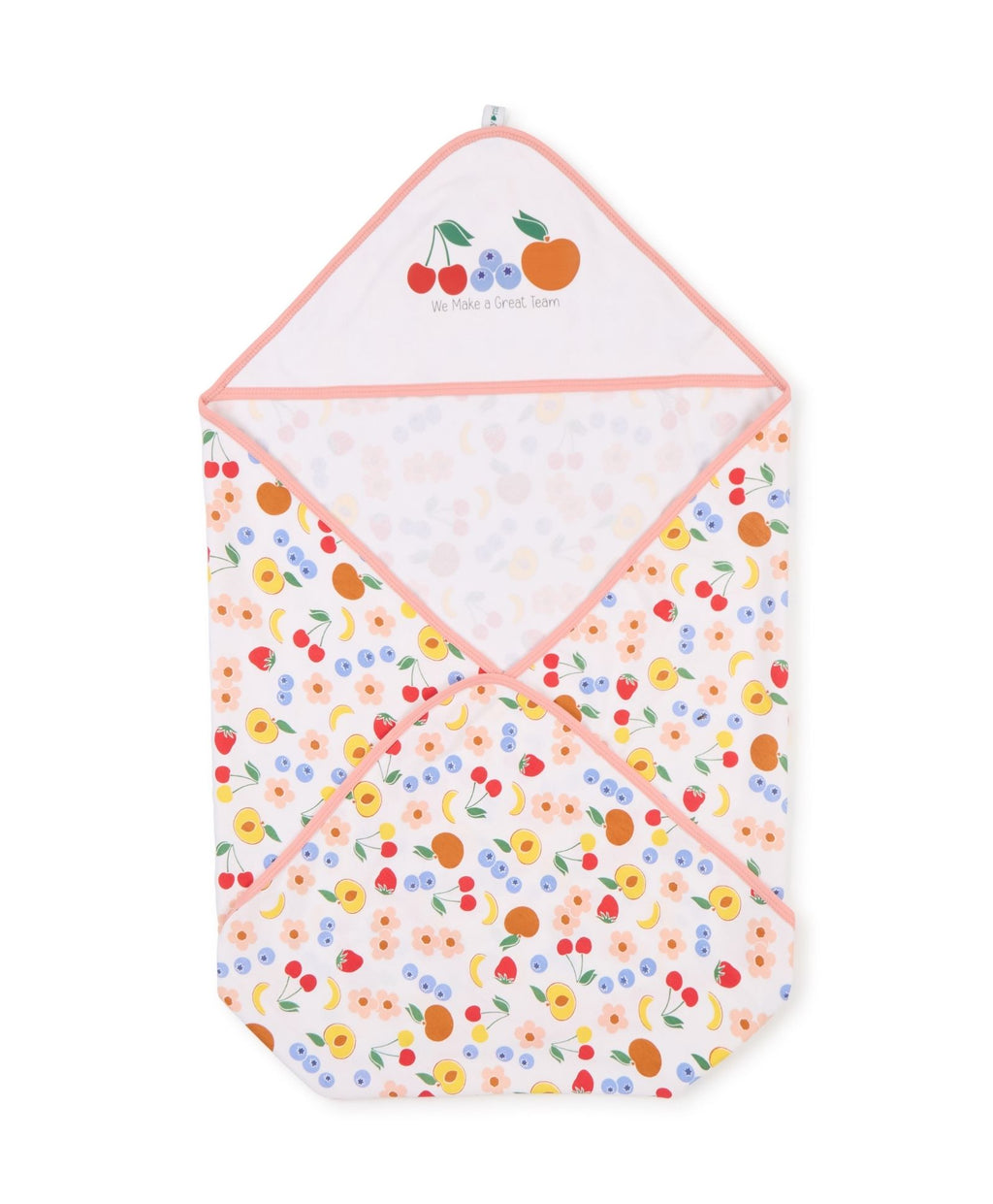 100% Cotton Interlock Hooded Baby Wrapper Fruit Print & Peach Pack of 2