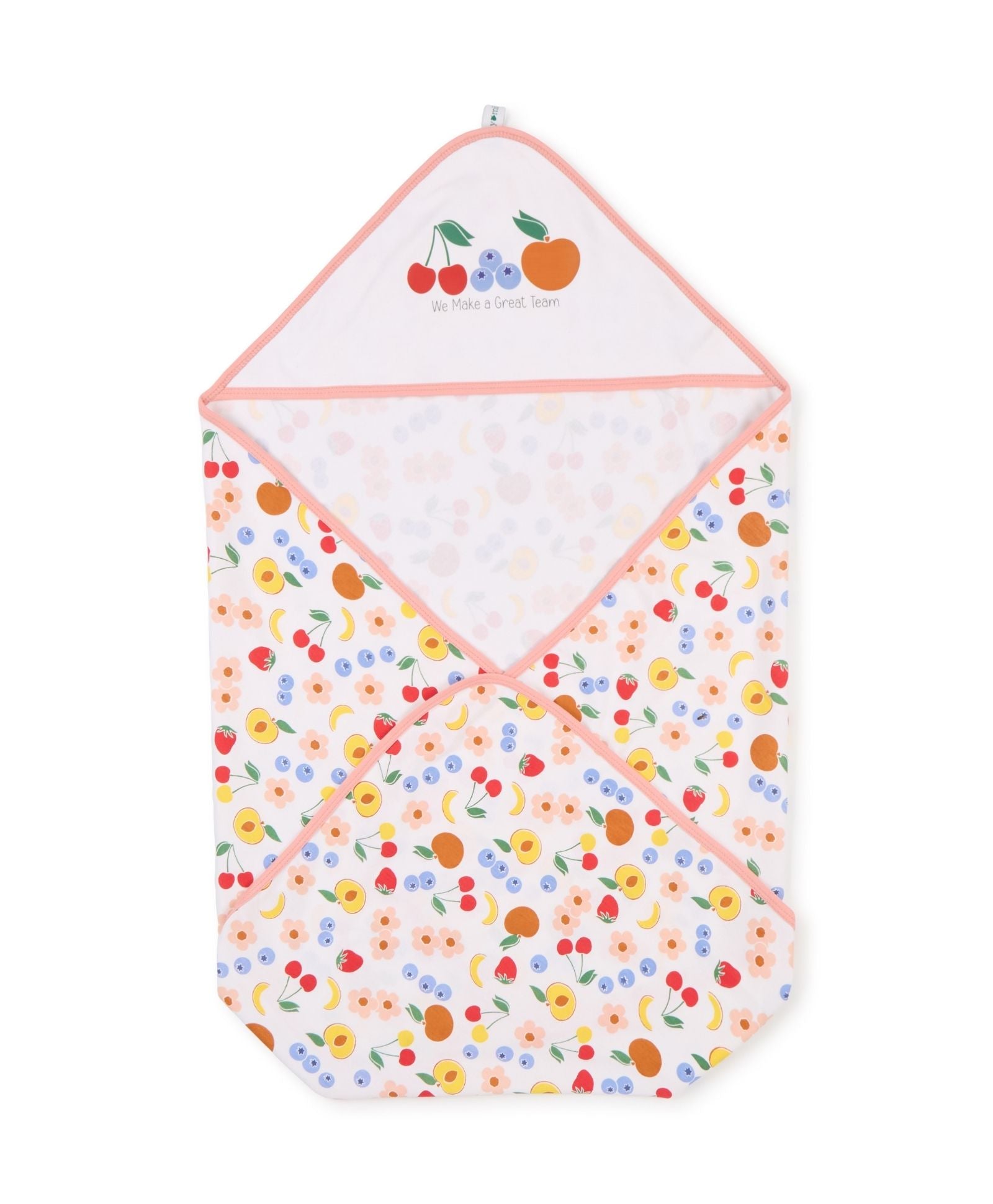 100% Cotton Interlock Hooded Baby Wrapper Fruit Print & Peach Pack of 2