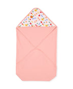 100% Cotton Interlock Hooded Baby Wrapper Fruit Print & Peach Pack of 2