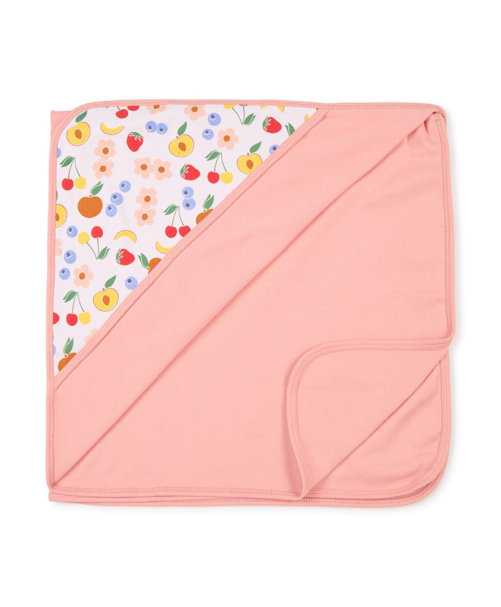100% Cotton Interlock Hooded Baby Wrapper Fruit Print & Peach Pack of 2
