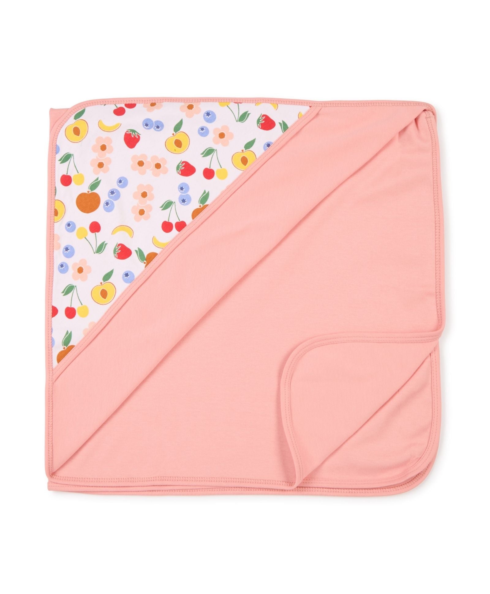 100% Cotton Interlock Hooded Baby Wrapper Fruit Print & Peach Pack of 2