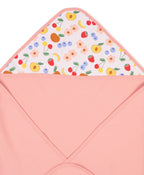100% Cotton Interlock Hooded Baby Wrapper Fruit Print & Peach Pack of 2