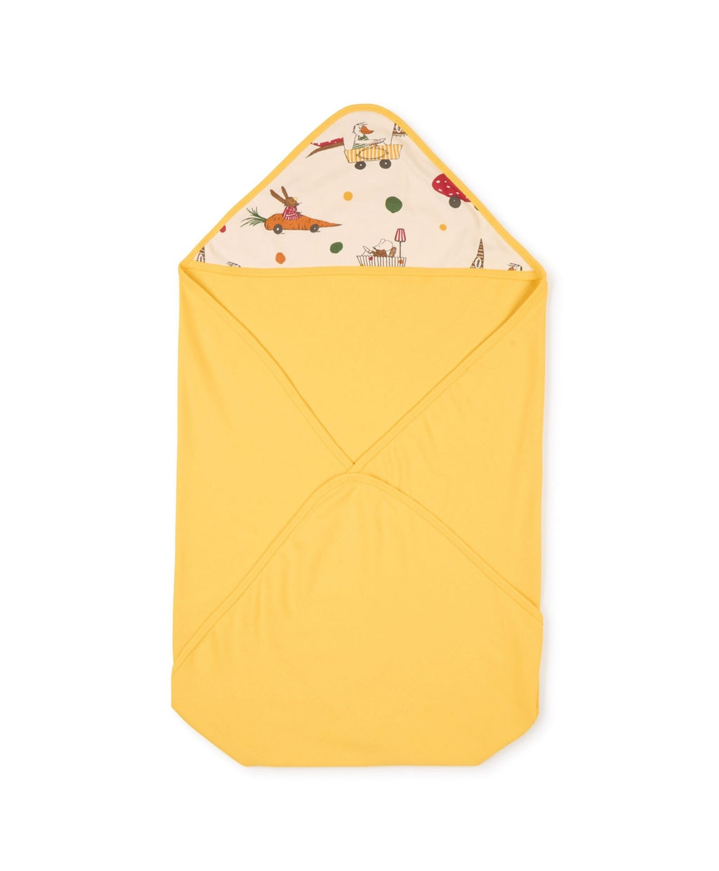 100% Cotton Interlock Hooded Baby Wrapper Animal Print & Yellow Pack of 2