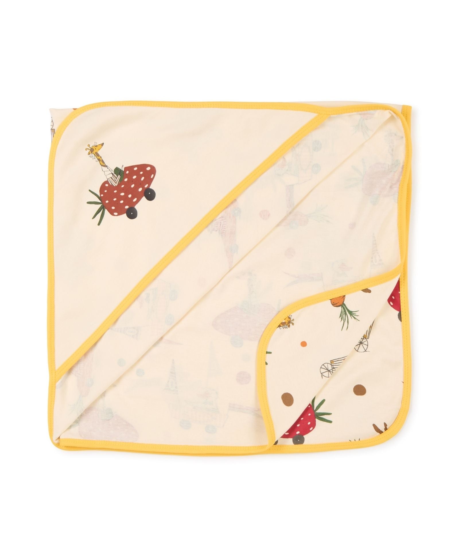 100% Cotton Interlock Hooded Baby Wrapper Animal Print & Yellow Pack of 2