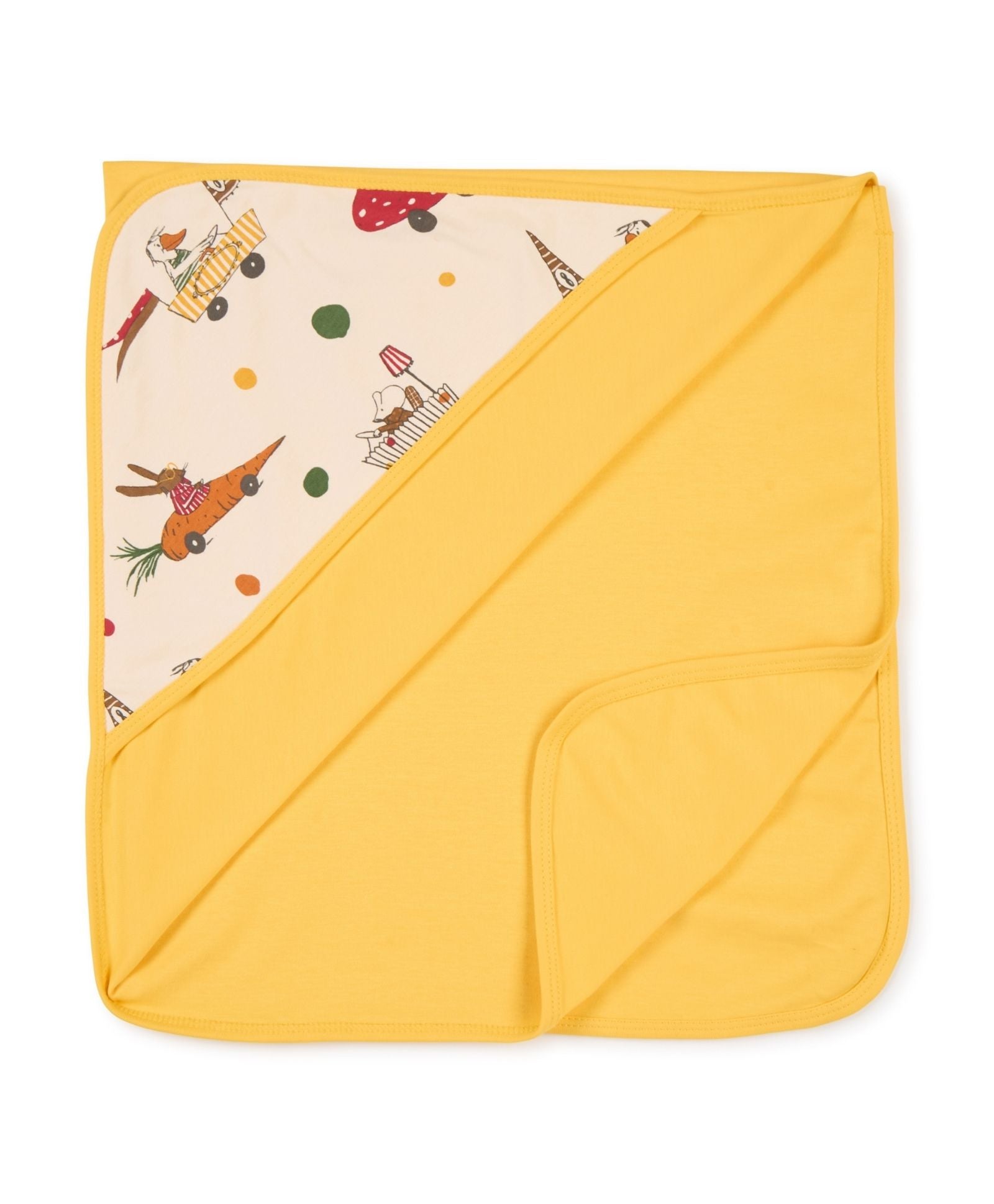 100% Cotton Interlock Hooded Baby Wrapper Animal Print & Yellow Pack of 2
