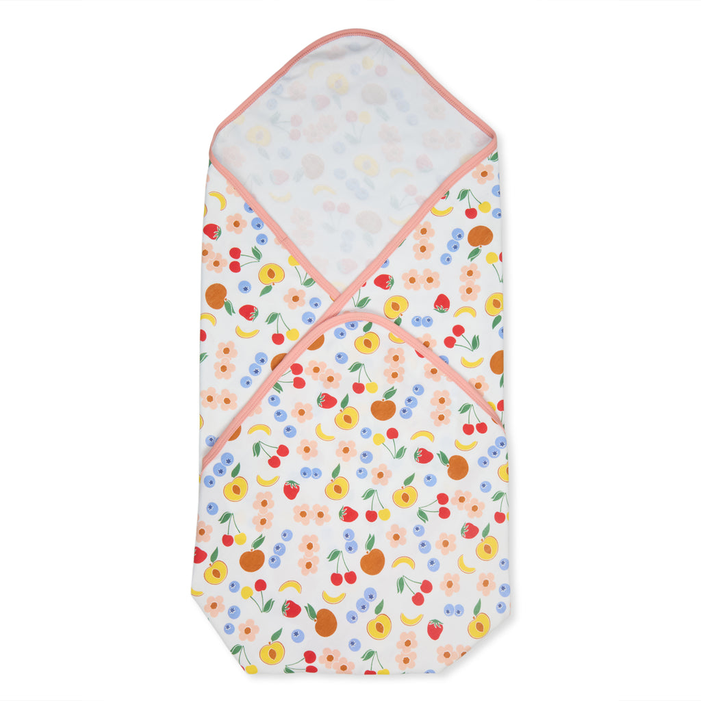 100% Cotton Interlock Baby Wrapper Fruit Print & Peach Pack of 2