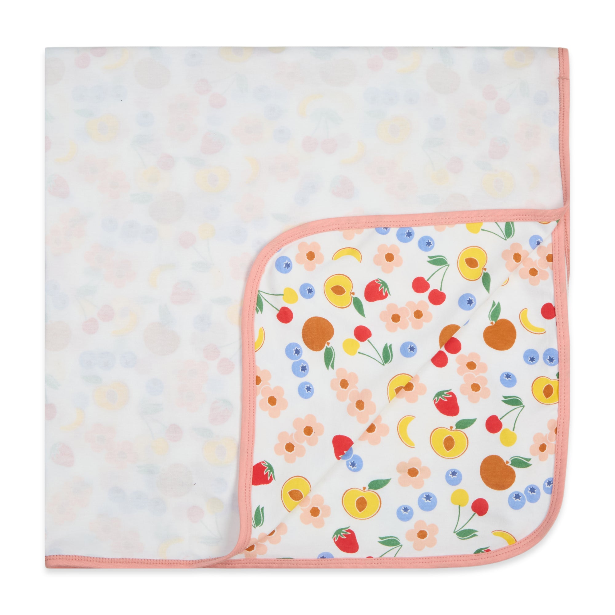 100% Cotton Interlock Baby Wrapper Fruit Print & Peach Pack of 2