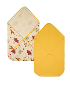 100% Cotton Interlock Baby Wrapper Animal Print & Yellow Pack of 2