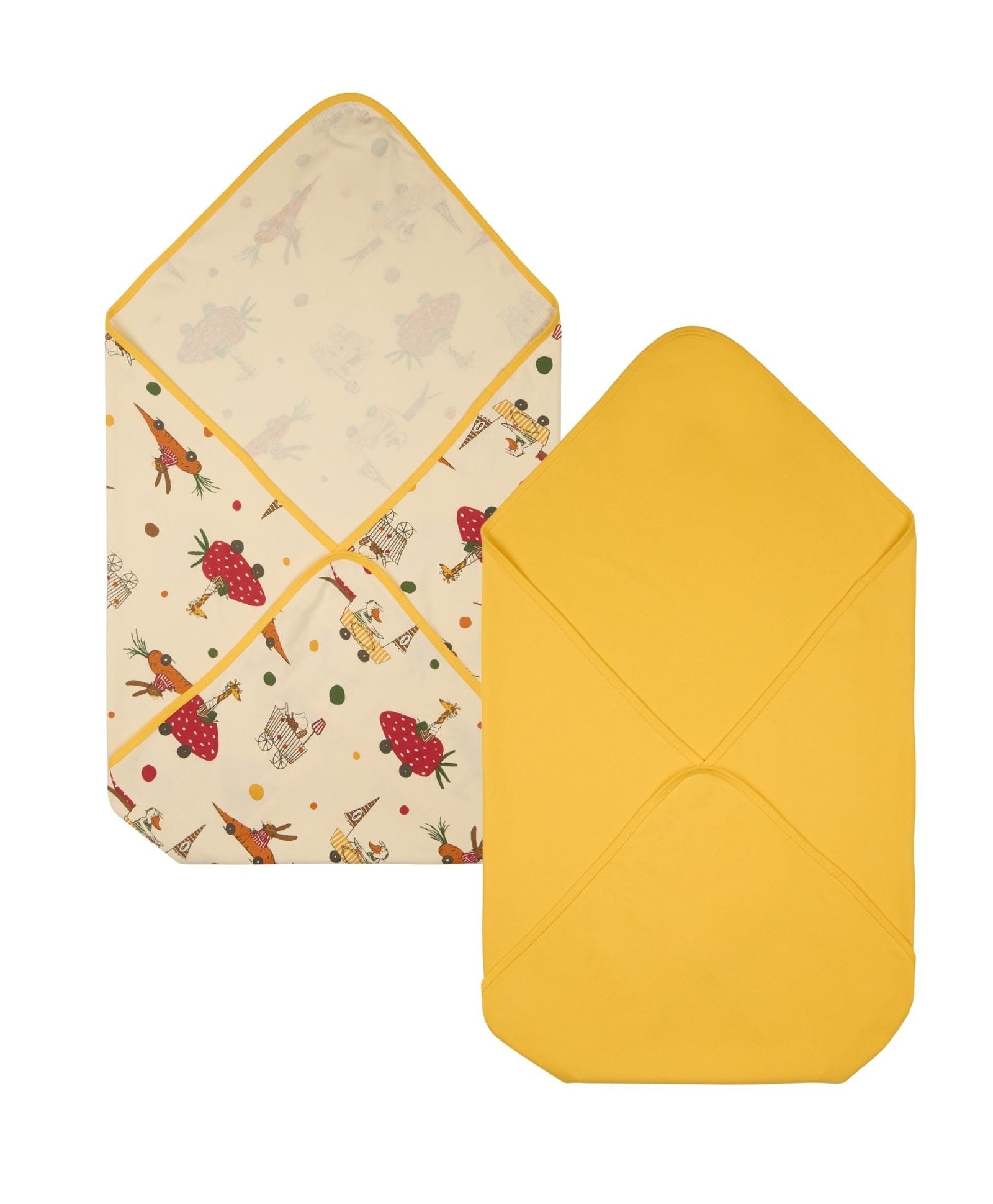100% Cotton Interlock Baby Wrapper Animal Print & Yellow Pack of 2