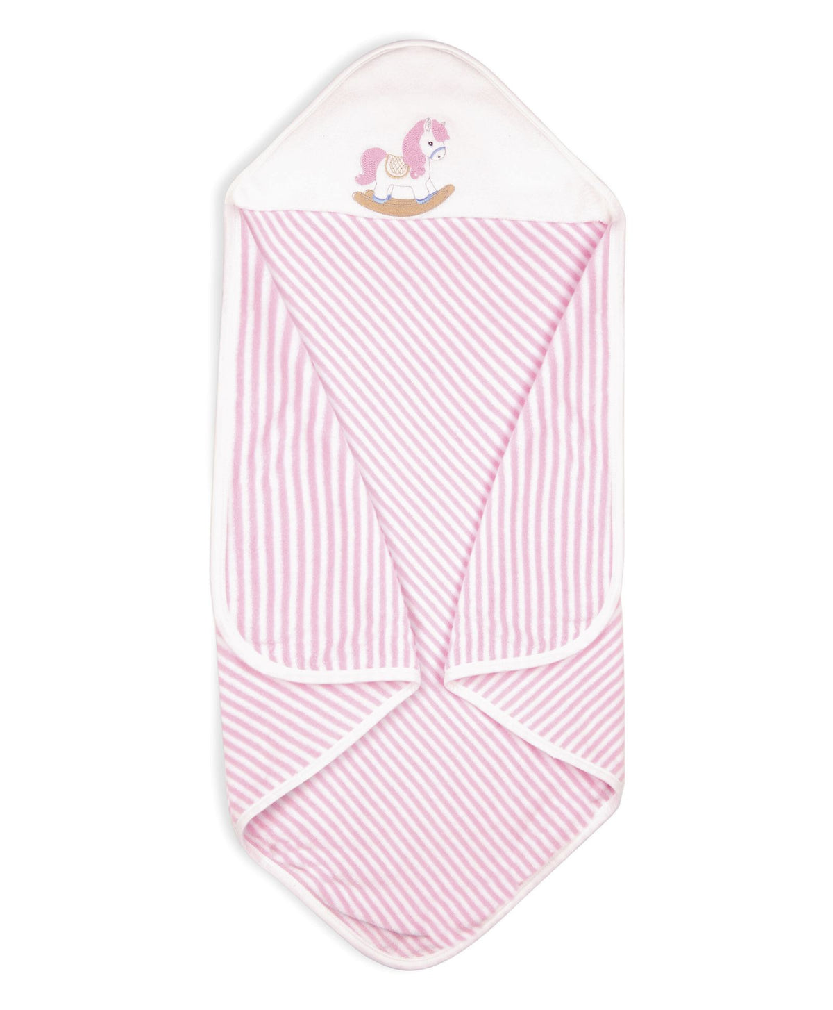 Premium Hooded Towels Pirmrose Pony Embroidery Stripes Pattern - Parfait Pink