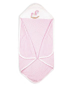 Premium Hooded Towels Pirmrose Pony Embroidery Stripes Pattern - Parfait Pink