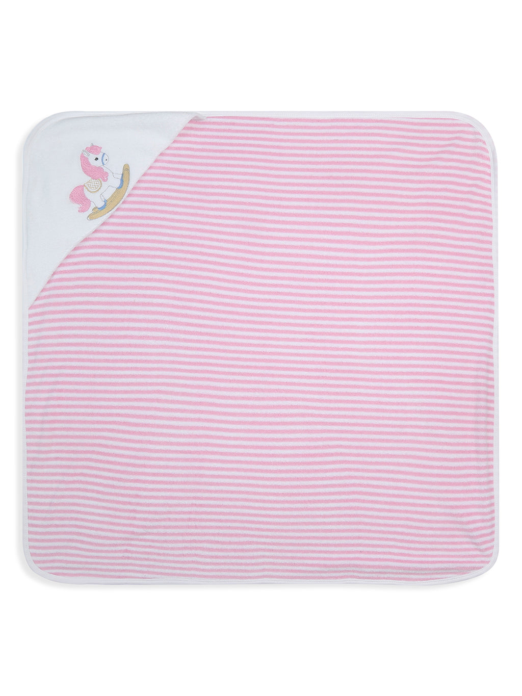 Premium Hooded Towels Pirmrose Pony Embroidery Stripes Pattern - Parfait Pink